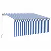 Image de vidaXL Store manuel rétractable avec enrouleur 3x2,5 m bleu et blanc