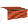 Image de vidaXL Store automatique rétractable avec volant 3x2,5m Orange & Marron