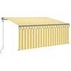 Image de vidaXL Store automatique rétractable avec volant 3,5x2,5 m jaune & blanc
