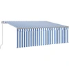 Image de vidaXL Store manuel rétractable avec store LED 4x3m bleu et blanc