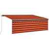 Image de vidaXL Marquise manuellement rétractable avec store & LED 4,5x3 m Orange Marron