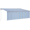 Image de vidaXL Store Automatiquement Réctractable avec Volant 4,5x3 m Bleu et Blanc