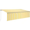 Image de vidaXL Store automatique avec store LED Capteur de vent 5x3m Jaune Blanc