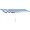 Image de vidaXL Store sur pied Manuellement rétractable 600x300 cm Bleu/Blanc