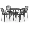 Image de vidaXL Ensemble Bistro 5 pièces fonte d'aluminium noir