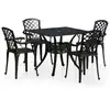Image de vidaXL Ensemble Bistro 5 pièces fonte d'aluminium noir
