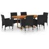 Image de vidaXL Ensemble de jardin 7 pi ¨ces Poly rotin noir