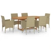 Image de vidaXL Ensemble de jardin 7 pièces Poly rotin Beige