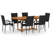 Image de vidaXL Ensemble de jardin 7 pièces Poly rotin noir