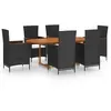 Image de vidaXL Ensemble de jardin 7 pi ¨ces Poly rotin noir