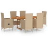 Image de vidaXL Ensemble de jardin 7 pièces Poly rotin Beige