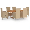Image de vidaXL Ensemble de jardin 7 pi ¨ces Poly rotin Beige