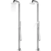 Image de vidaXL Douche de jardin avec plaque de sol brune 230 cm acier inoxydable