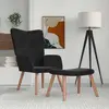 Image de vidaXL Fauteuil relax avec pouf noir velours