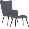 Image de vidaXL Fauteuil relax avec pouf gris foncé velours