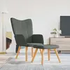 Image de vidaXL Fauteuil relax avec pouf Tissu gris foncé