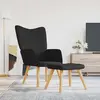 Image de vidaXL Fauteuil relax avec pouf Noir Tissu