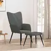 Image de vidaXL Fauteuil relax avec pouf Tissu gris foncé