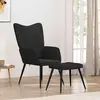 Image de vidaXL Fauteuil relax avec pouf Noir Tissu
