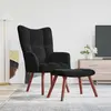 Image de vidaXL Fauteuil relax avec pouf noir velours