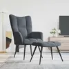 Image de vidaXL Fauteuil relax avec pouf gris foncé velours