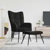 Image de vidaXL Fauteuil de relaxation avec pouf Velours noir