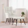 Image de vidaXL Fauteuil relax avec pouf blanc crème velours