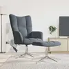 Image de vidaXL Fauteuil relax avec pouf gris foncé velours