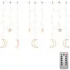 Image de vidaXL Guirlandes lumineuses Étoile et lune Télécommande 138 LED Blanc chaud