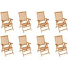 Image de vidaXL Chaises de jardin réglables avec coussins 8 pcs. Bois massif teck