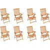 Image de vidaXL Chaises de jardin réglables avec coussins 8 pcs. Bois massif teck
