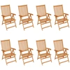 Image de vidaXL Chaises de jardin réglables avec coussins 8 pcs. Bois massif teck