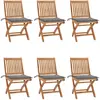 Image de vidaXL Chaises de jardin pliantes avec coussins 6 pcs. Bois massif teck