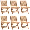 Image de vidaXL Chaises de jardin pliantes avec coussins 6 pcs. Bois massif teck