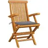 Image de vidaXL Chaises de jardin avec coussins gris 8 pcs. Bois massif teck