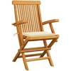 Image de vidaXL Chaises de jardin avec coussins crème 8 pcs. Bois massif teck