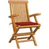 Image de vidaXL Chaises de jardin avec coussins rouges 8 pcs. Bois massif teck