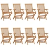 Image de vidaXL Chaises de jardin avec coussins gris 8 pcs. Bois massif teck