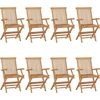 Image de vidaXL Chaises de jardin avec coussins bordeaux 8 pcs. Bois massif teck