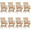 Image de vidaXL Chaises de jardin avec coussins bleus 8 pcs. Bois massif teck