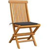 Image de vidaXL Chaises de jardin avec coussins anthracite 8 pcs. Bois massif teck