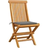 Image de vidaXL Chaises de jardin avec coussins gris 8 pcs. Bois massif teck