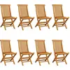 Image de vidaXL Chaises de jardin avec coussins blanc crème 8 pcs. Bois massif teck