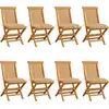 Image de vidaXL Chaises de jardin avec coussins beiges 8 pcs. Bois massif teck
