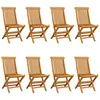 Image de vidaXL Chaises de jardin avec coussins noirs 8 pcs. Bois massif teck