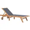 Image de vidaXL Bain de soleil pliable avec roulettes 2 pcs. Teck textilène