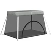 Image de vidaXL Parc avec matelas Gris clair Tissu de lin