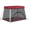 Image de vidaXL Parc pour bébé avec matelas Rouge Tissu en lin