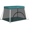 Image de vidaXL Parc pour bébé avec matelas Vert Tissu en lin