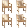 Image de vidaXL Chaises de jardin 4 pcs. avec coussins blanc crème Teck massif